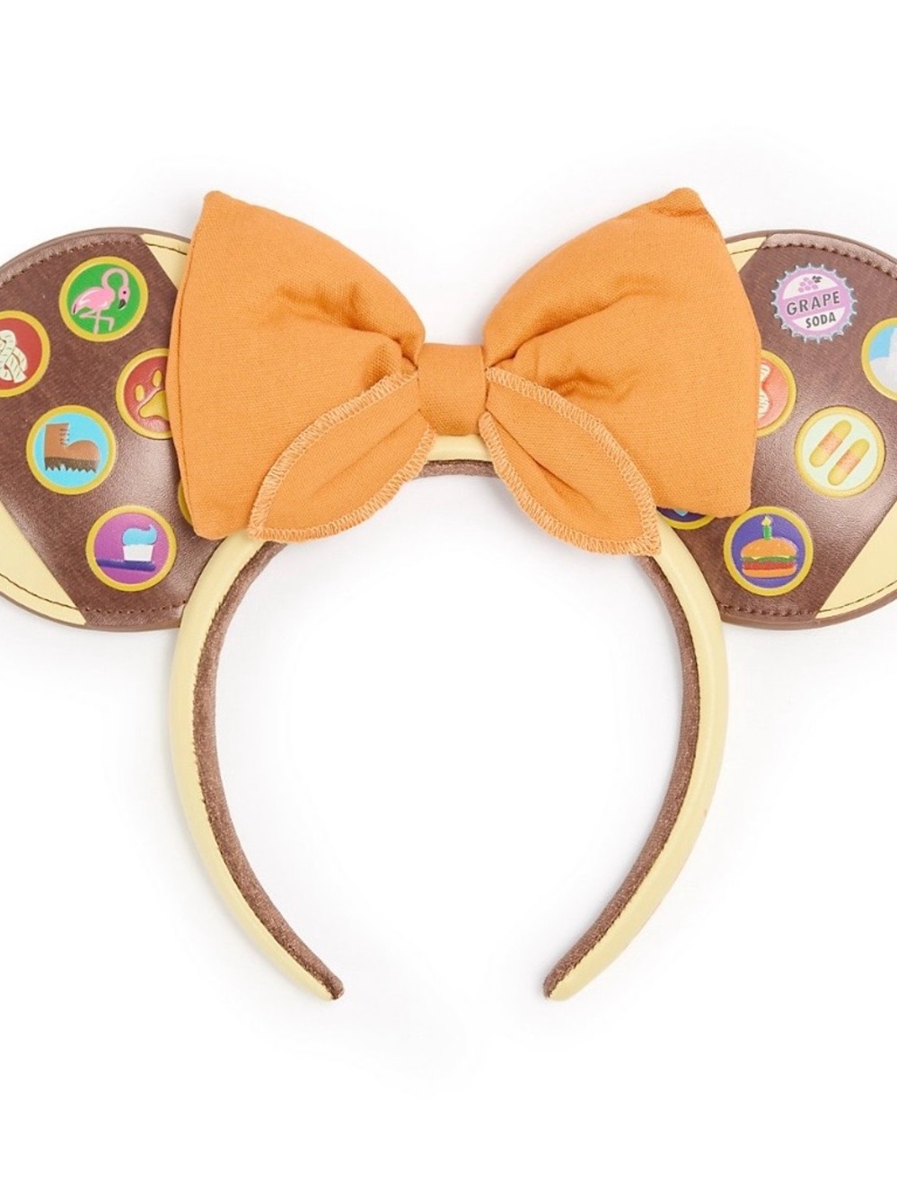 Disney Russell Orange Bow Mouse Ear Headband with Printed Ears